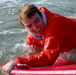 river hiking fully clothed